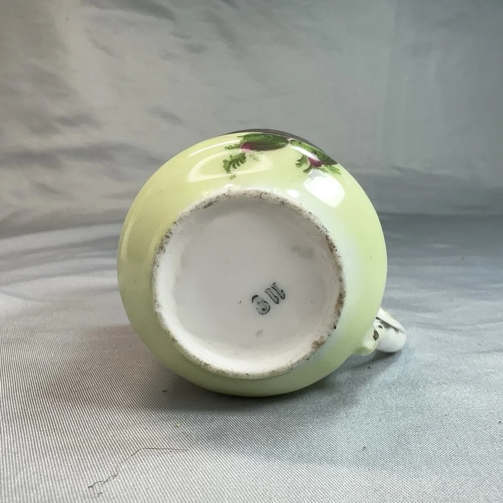 Antique Victorian Demitasse Cup Pink Rose Gold‎ Gilt Shaded Yellow Porcelain